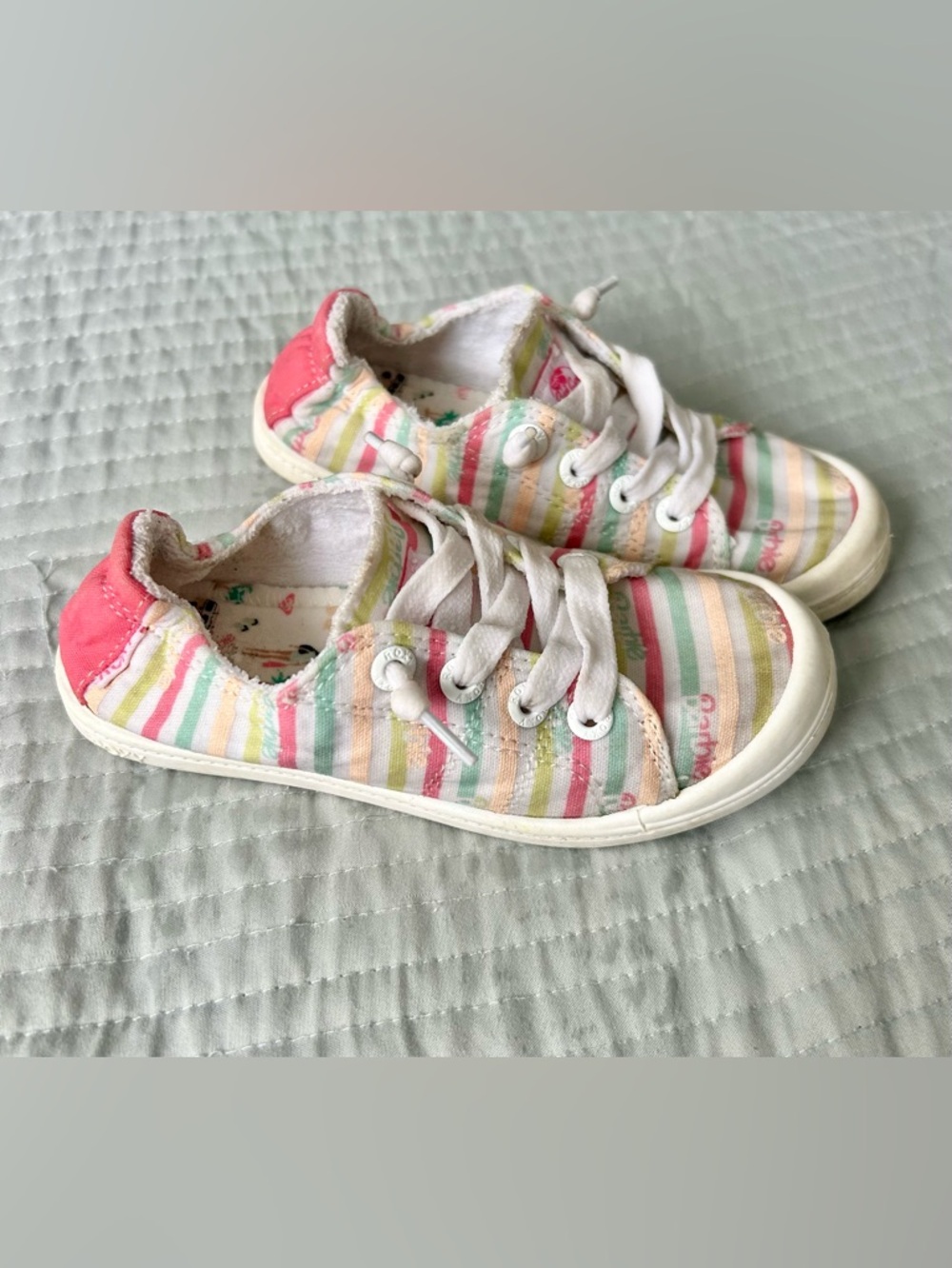 Roxy Girls “Barbie” Multicolor Striped Canvas Sneakers - Casual Lace-Up